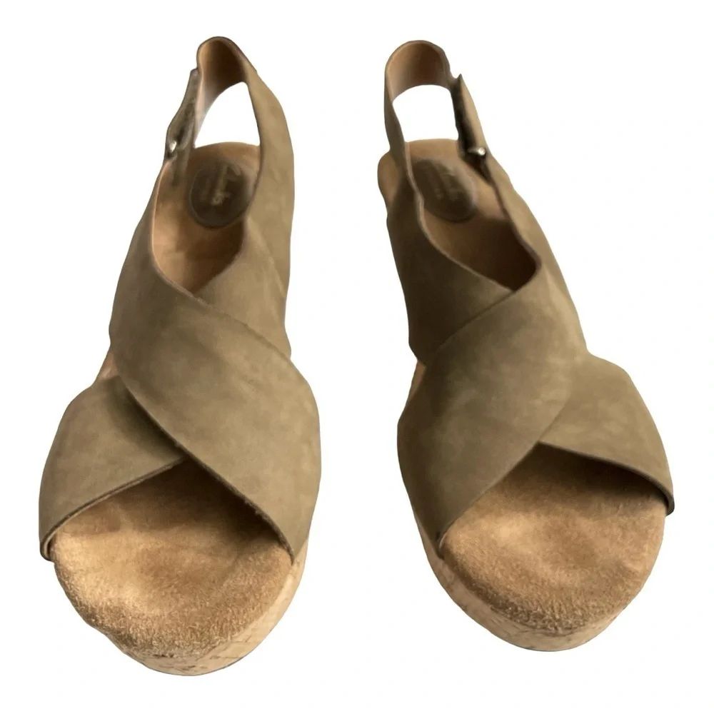 Clark's Caselynn Nubuck Cork Wedge Sandals Sz 10